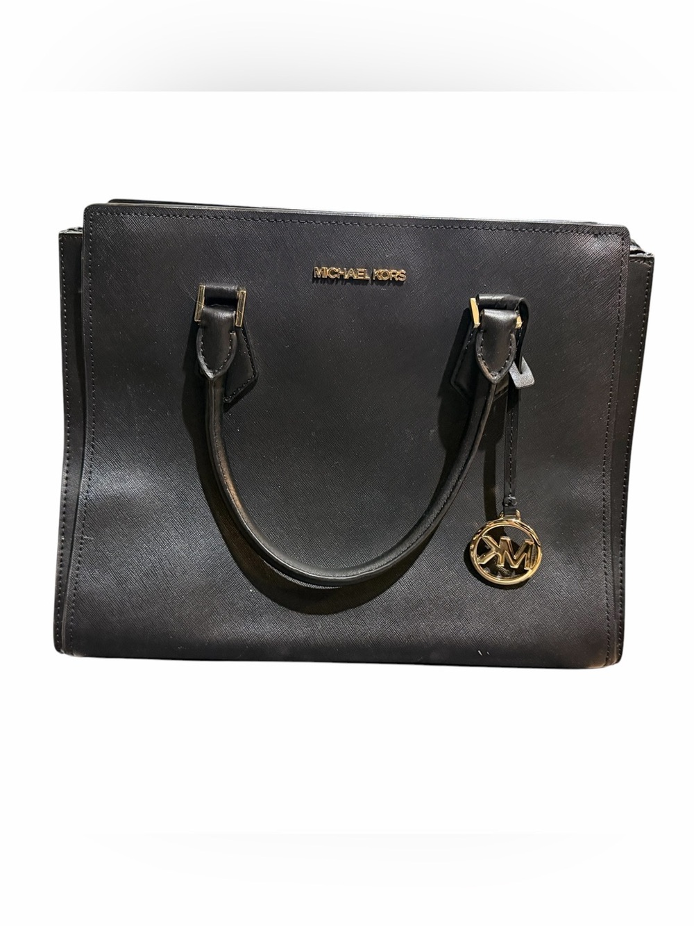 Michael Kors Black Saffiano Satchel with Gold Accent, Large bag